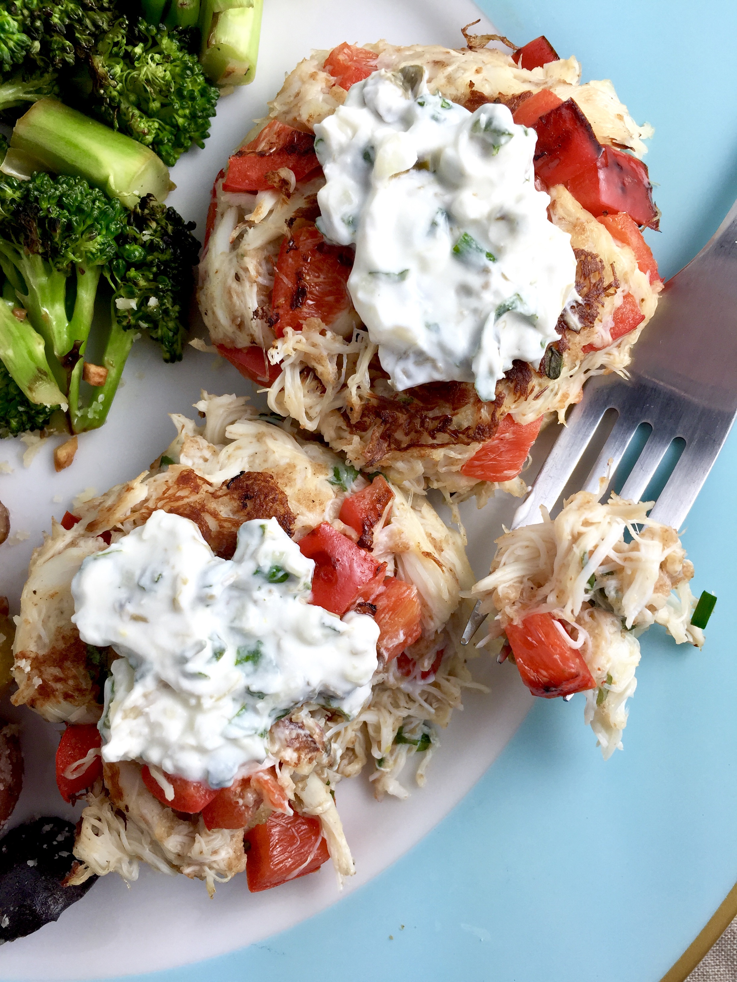 Lemon Herb Crab Cakes with Creamy Garlic Chive Sauce