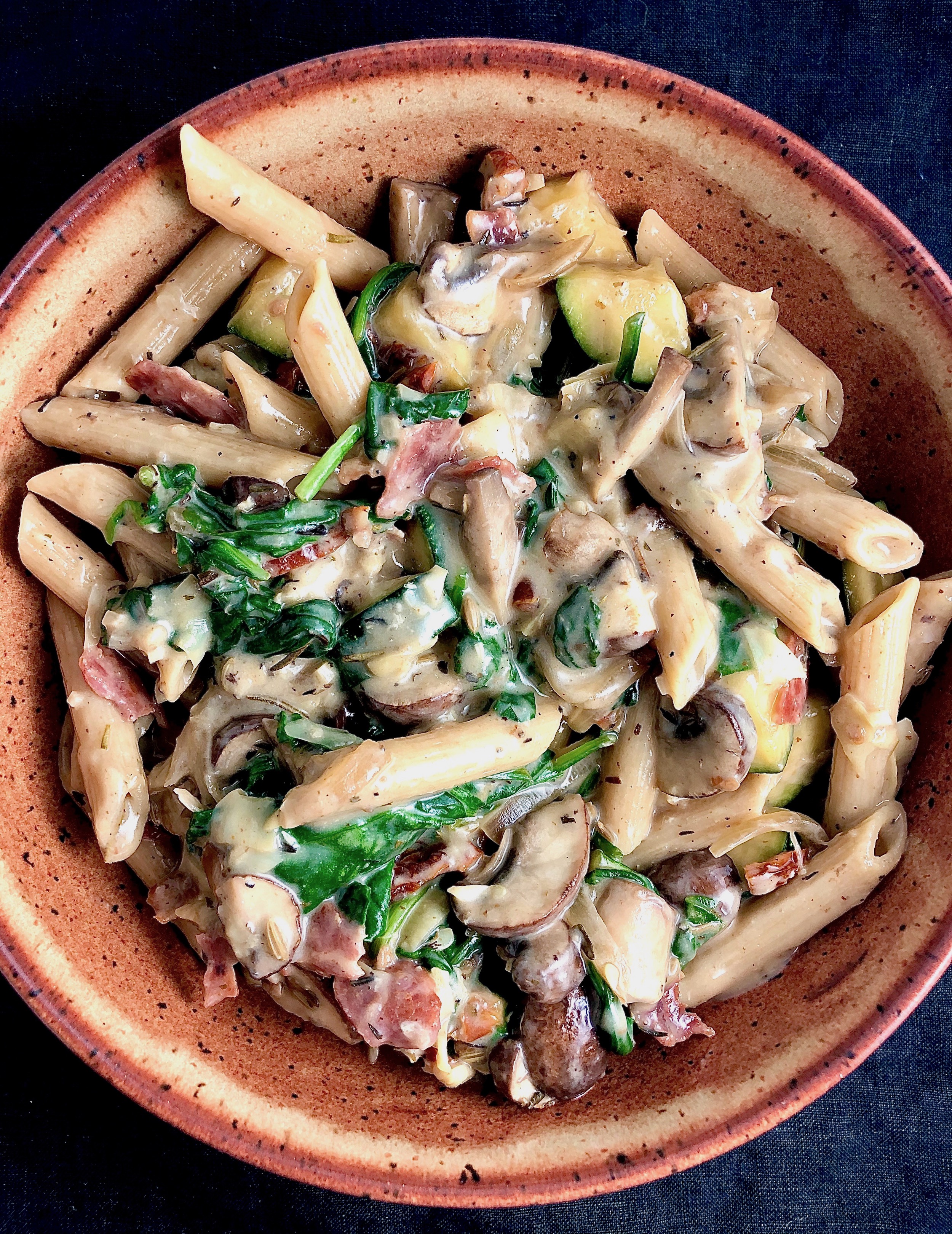 Creamy Spinach Artichoke SunDried Tomato Penne {Light and Healthy}