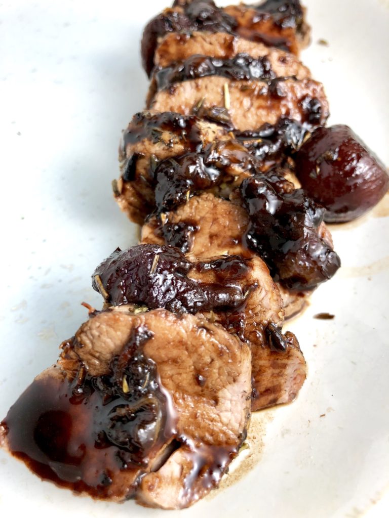 Pork Tenderloin with Balsamic Roasted Grape Glaze MAK and Her Cheese